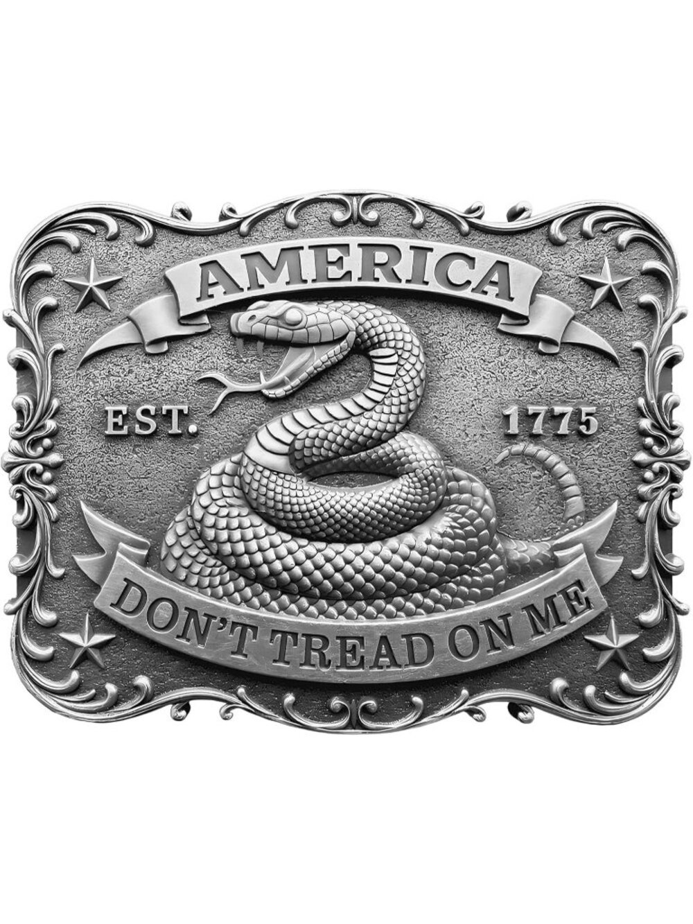 Men 006 Grey Rattlesnake Vintage Cowboy Buckle Texas Map Longhorn Rodeo Belt